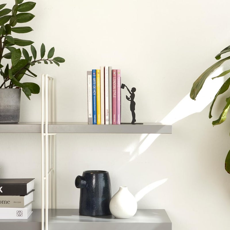 Balvi The Library Metal Bookend - Decorative and Functional Book Holder for Home and Office - Sturdy Black Design with Anti-Slip Bumpers - Ideal Gift for Book Lovers - Sujetalibros - Image 4
